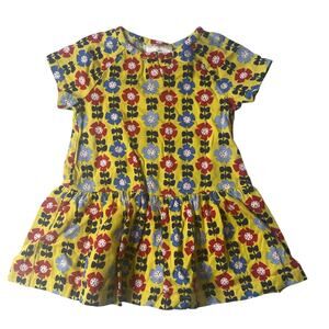 Hanna Andersson Play Nice Dress 18-24M Yellow Floral Cotton Toddler Summer